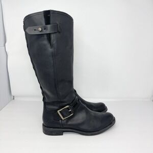 Timberland Savin Hill Tall Leather Riding Boots Womens 8.5 Black Equestrian Zip